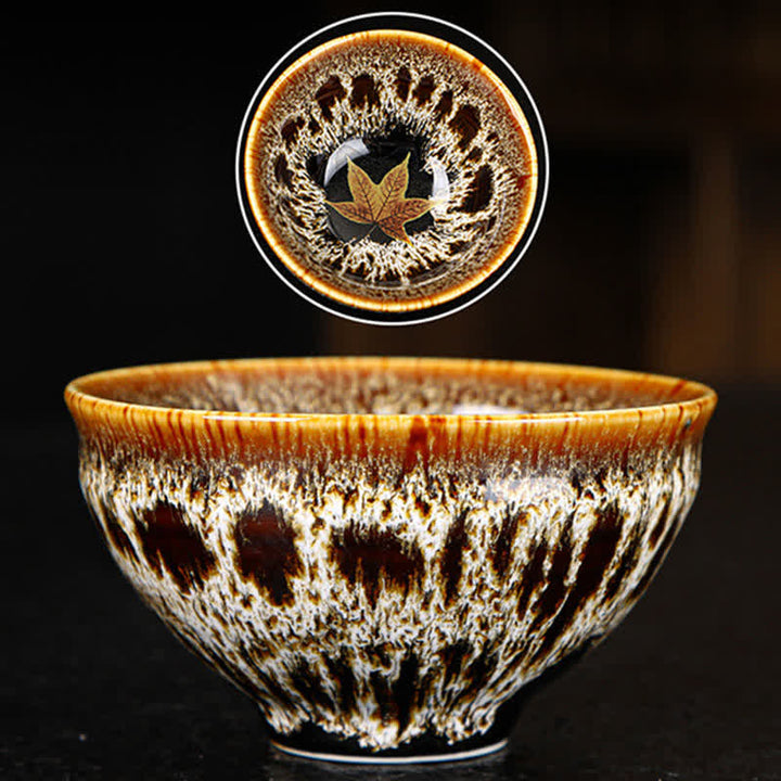 Buddha Stones Maple Leaf Colorful Ceramic Teacup Home Tea Cups - image 17