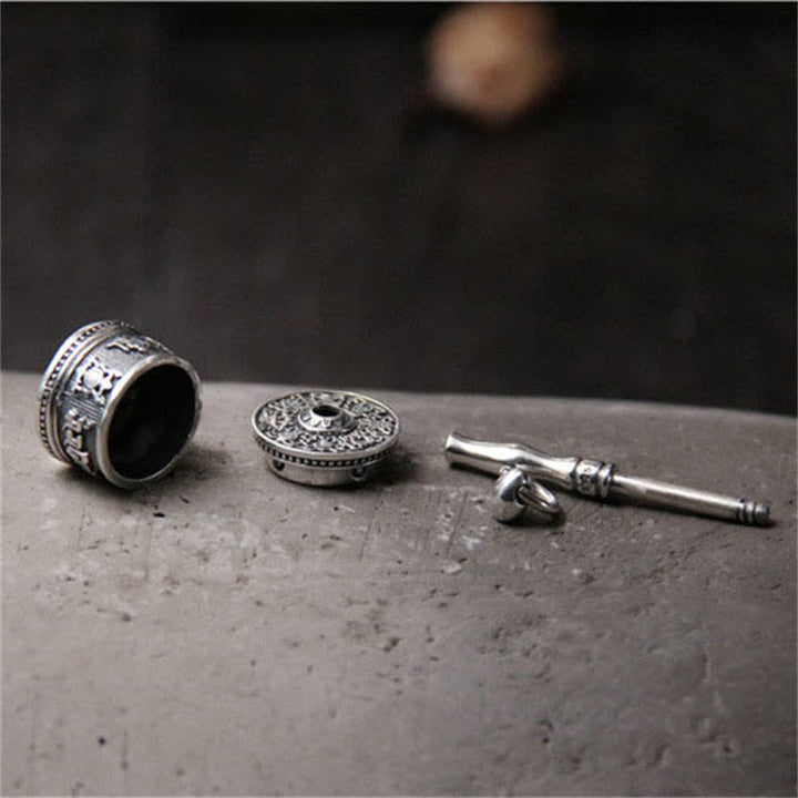 Buddha Stones 925 Sterling Silver Om Mani Padme Hum Prayer Wheel Purity Rotatable Necklace Pendant - image 5