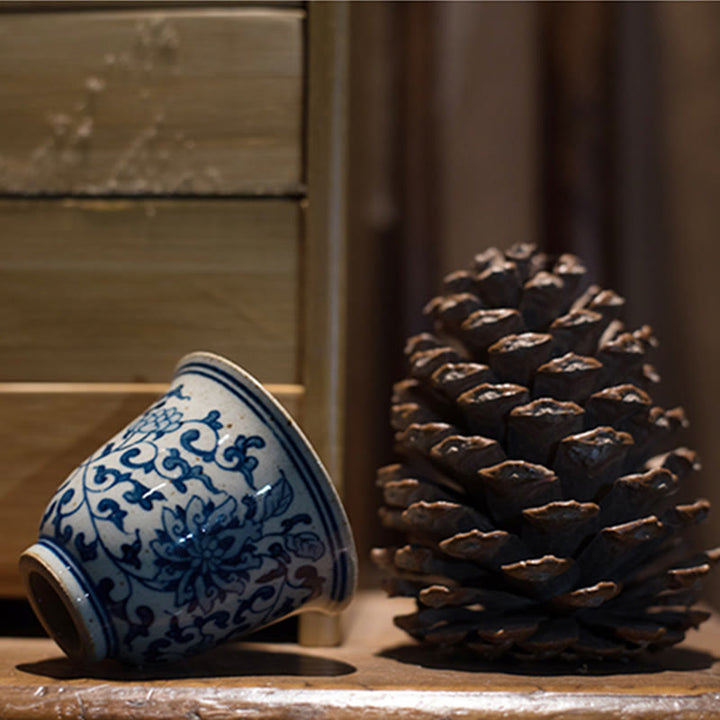 Buddha Stones Jingdezhen Blue and White Porcelain Hand Painted Lotus Plum Blossom Ceramic Teacup Kung Fu Tea Cups - image 3