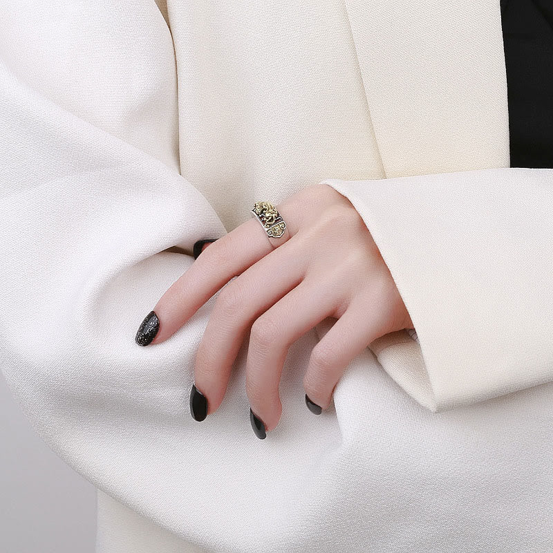 Buddha Stones 925 Sterling Silver PiXiu Luck Wealth Adjustable Ring - image 4