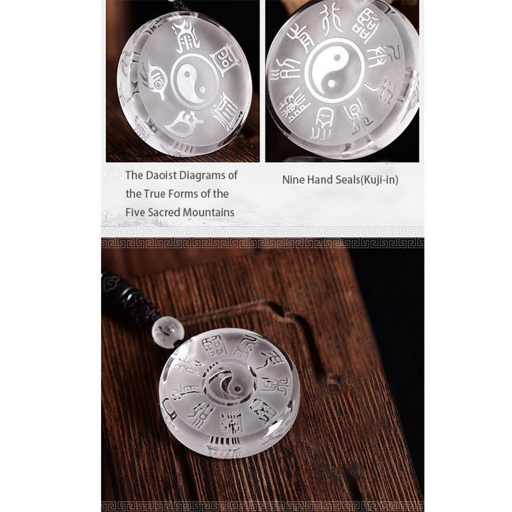 Buddha Stones Taoism Five Sacred Mountains Yin Yang Symbol Liuli Crystal Balance Necklace Pendant Key Chain - image 6