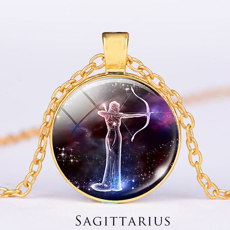 12 Constellations of the Zodiac Moon Starry Sky Protection Blessing Necklace Pendant - image 2
