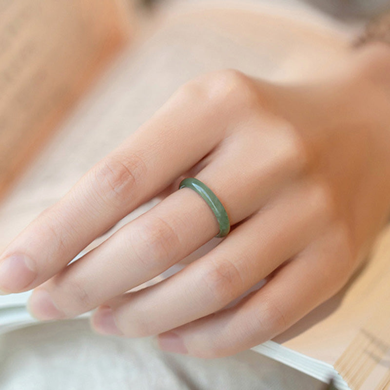 Buddha Stones Natural Jade Prosperity Abundance Ring - image 5