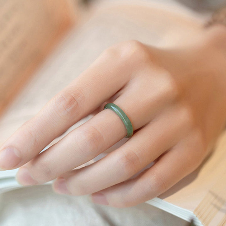 Buddha Stones Natural Jade Prosperity Abundance Ring - image 5