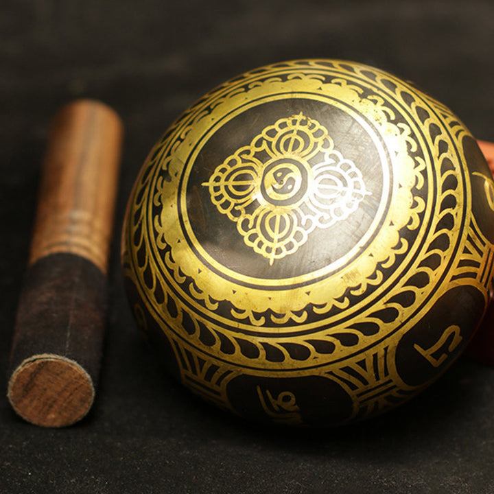 Buddha Stones Tibetan Meditation Sound Bowl Handcrafted for Healing and Mindfulness Support Protection Singing Bowl Set - image 10
