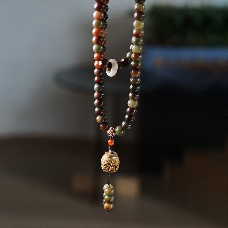Buddha Stones 108 Mala Beads Dunhuang Color Bodhi Seed Dzi Bead Keep Away Evil Spirits Bracelet - image 1