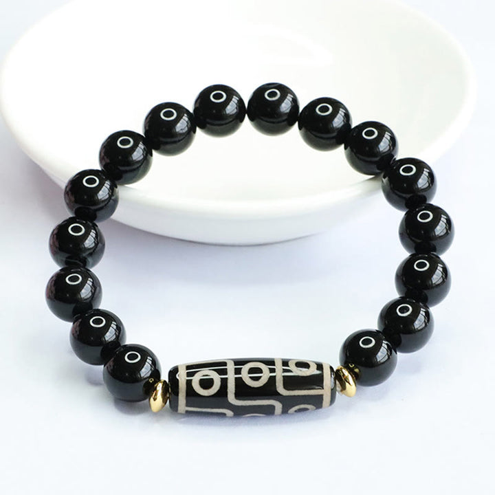 Buddha Stones Tibetan Nine-Eye Dzi Bead Black Onyx Power Bracelet - image 6