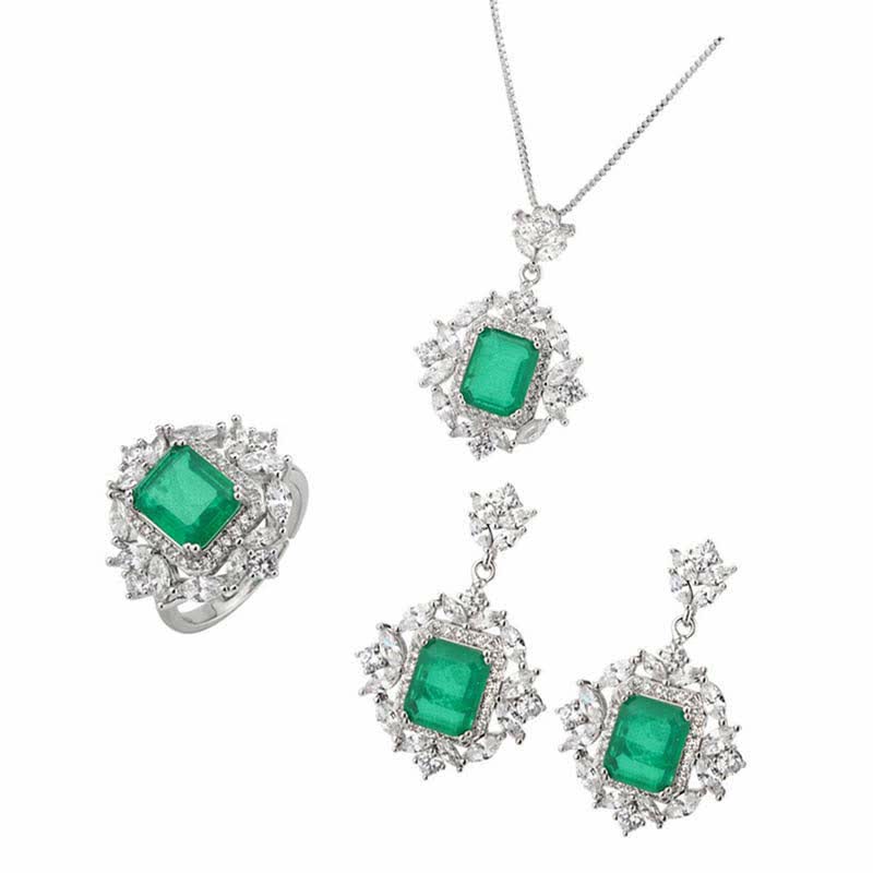 Buddha Stones Emerald Crystal Red Corundum Confidence Courage Ring Earrings Necklace Pendant - image 5