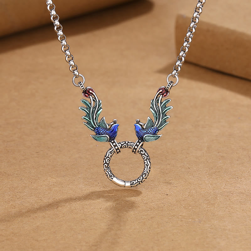 Buddha Stones Phoenix Lotus Flower Luck Protection Necklace Pendant - Phoenix(Luck♥Strength) - image 0