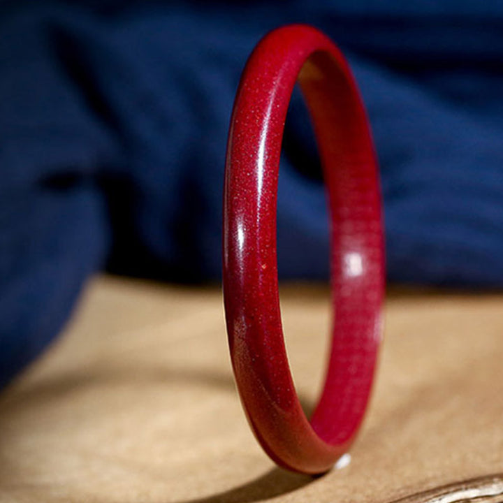 Buddha Stones Cinnabar Heart Sutra Engraving Blessing Bangle Bracelet - image 4