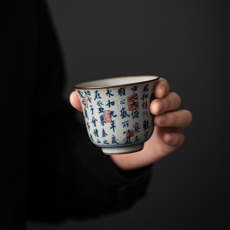 Buddha Stones Mountain Landscape Lotus Orchid Pavilion Gathering Ceramic Teacup Kung Fu Tea Cup - image 19