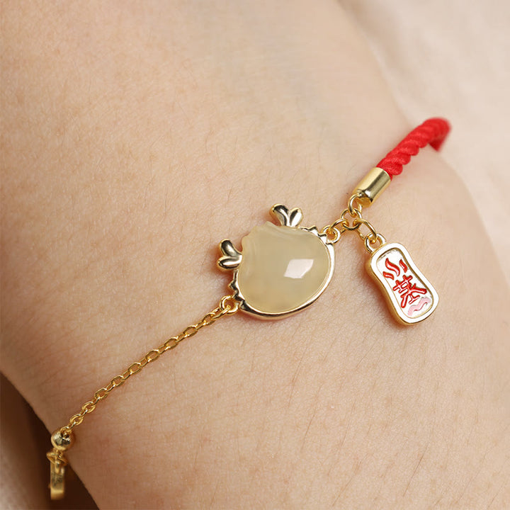 Buddha Stones 925 Sterling Silver Year Of The Dragon Hetian White Jade Chinese Steamed Bun Dragon Design Fortune Blessing Bracelet - image 3