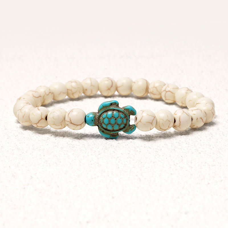 Buddha Stones Natural Stone Sea Turtle Turquoise Blessing Bracelet - White Turquoise - image 6