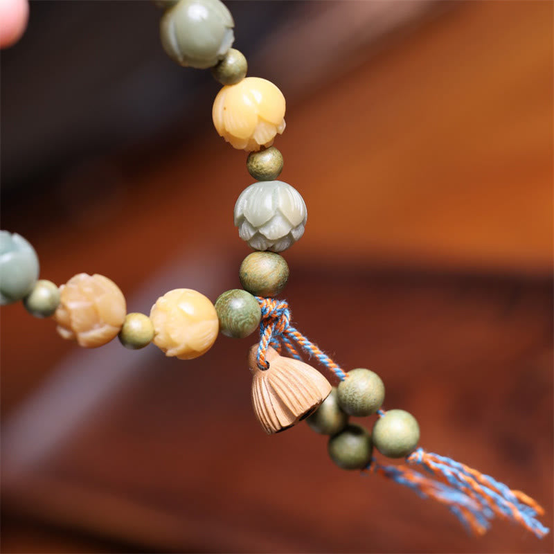 Buddha Stones Bodhi Seed Lotus Green Sandalwood Wisdom Harmony Bracelet - image 5
