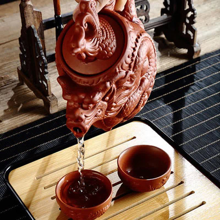 Vintage Dragon Phoenix Ceramic Teapot - image 8