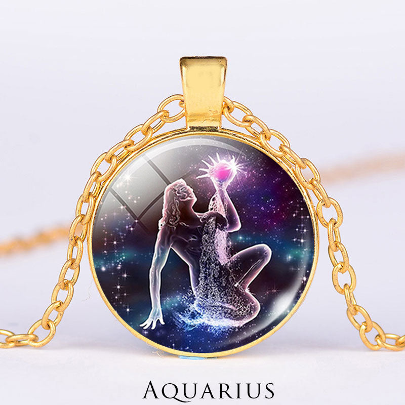 12 Constellations of the Zodiac Moon Starry Sky Protection Blessing Necklace Pendant - image 4