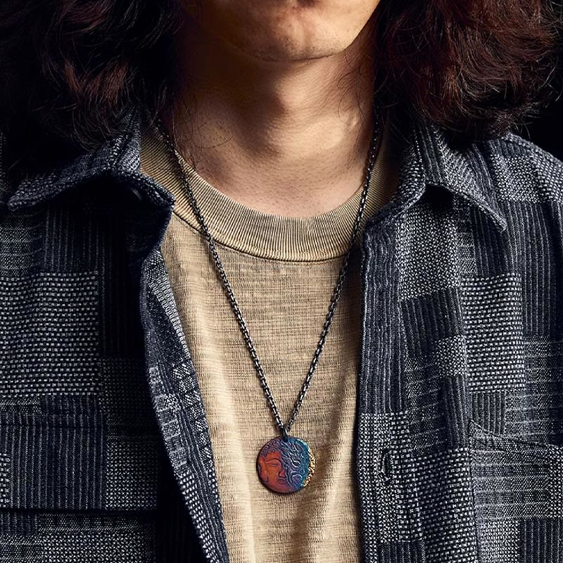 Buddha Stones 999 Sterling Silver 24K Gold Half Demon Half Buddha Compassion Necklace Pendant - image 11