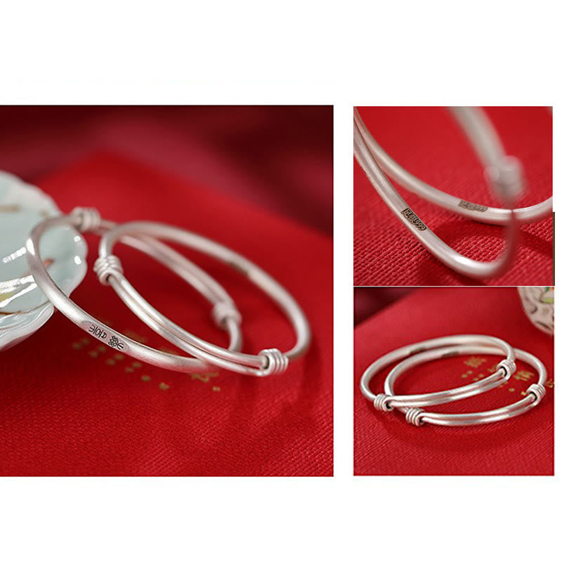 Buddha Stones 999 Sterling Silver Peace And Joy Protection Kids Child Bracelet Bangle - image 5