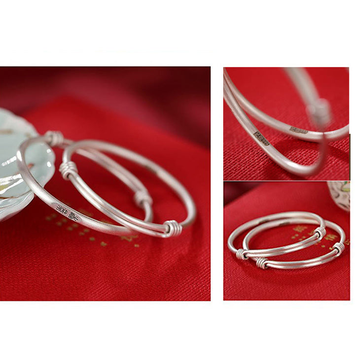 Buddha Stones 999 Sterling Silver Peace And Joy Protection Kids Child Bracelet Bangle - image 5