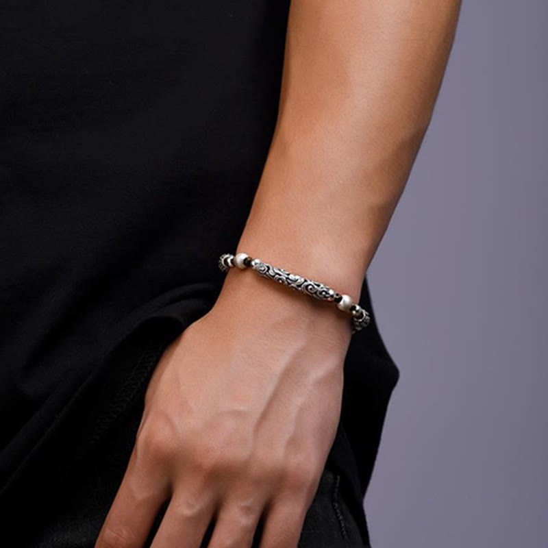 Buddha Stones Tibet Handmade Copper 999 Sterling Silver Auspicious Cloud Wealth String Bracelet - image 5