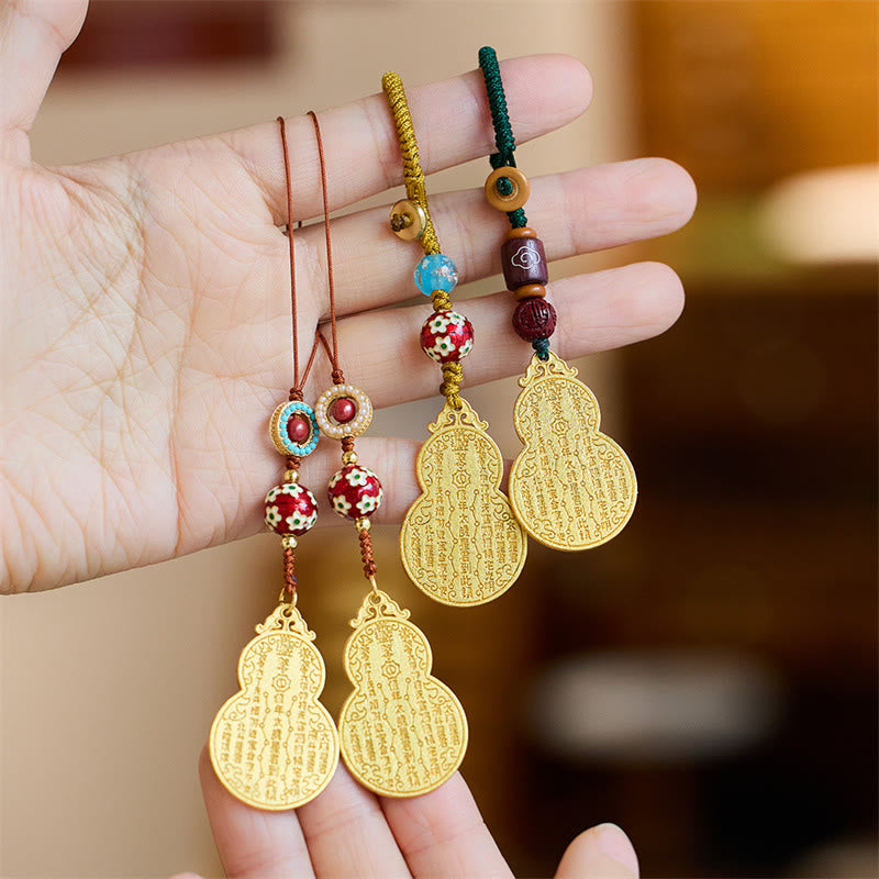 Buddha Stones Wu Lou Gourd Fu Character Tai Sui Amulet Fortune Phone Hanging Decoration Key Chain - image 0