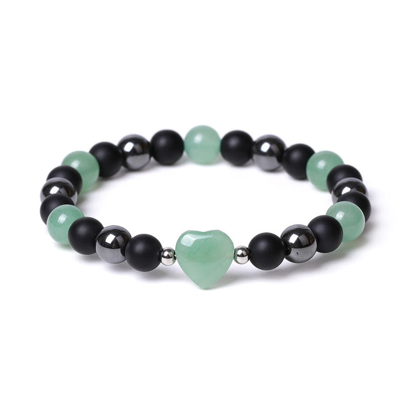 Buddha Stones Black Onyx Tiger Eye Stone Crystal Love Heart Protection Bracelet - image 12