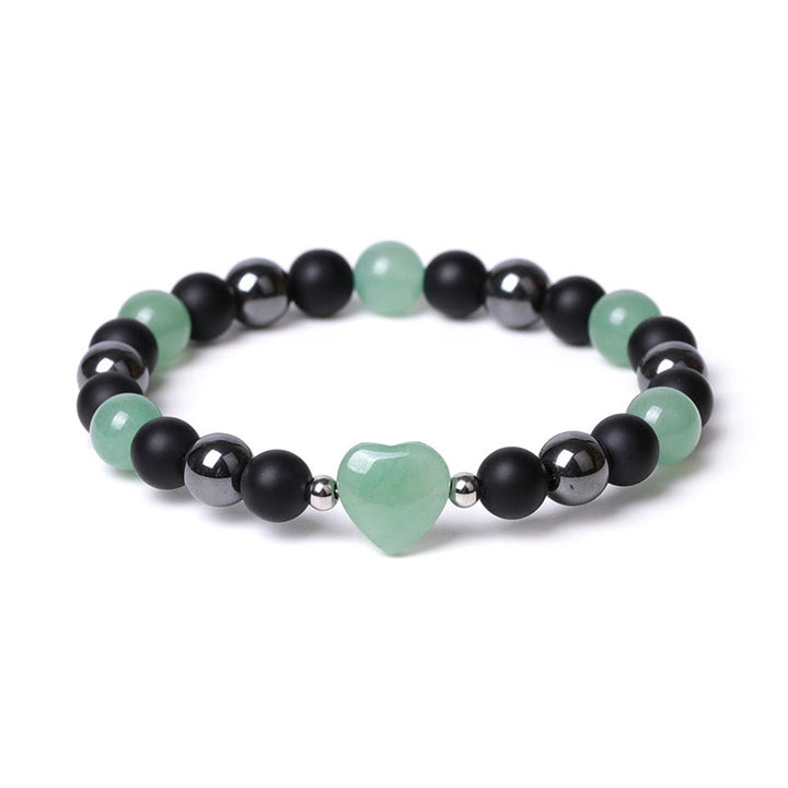 Buddha Stones Black Onyx Tiger Eye Stone Crystal Love Heart Protection Bracelet - image 12