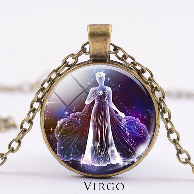 12 Constellations of the Zodiac Moon Starry Sky Protection Blessing Necklace Pendant - image 28