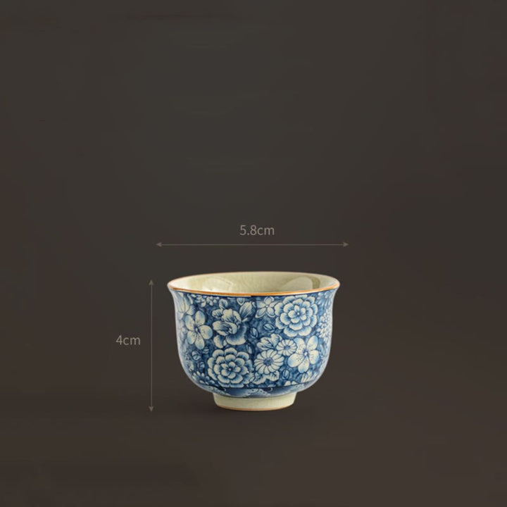 Buddha Stones Vintage Lotus Peony Plum Blossom Chrysanthemum Ceramic Teacup Tea Cups - image 9