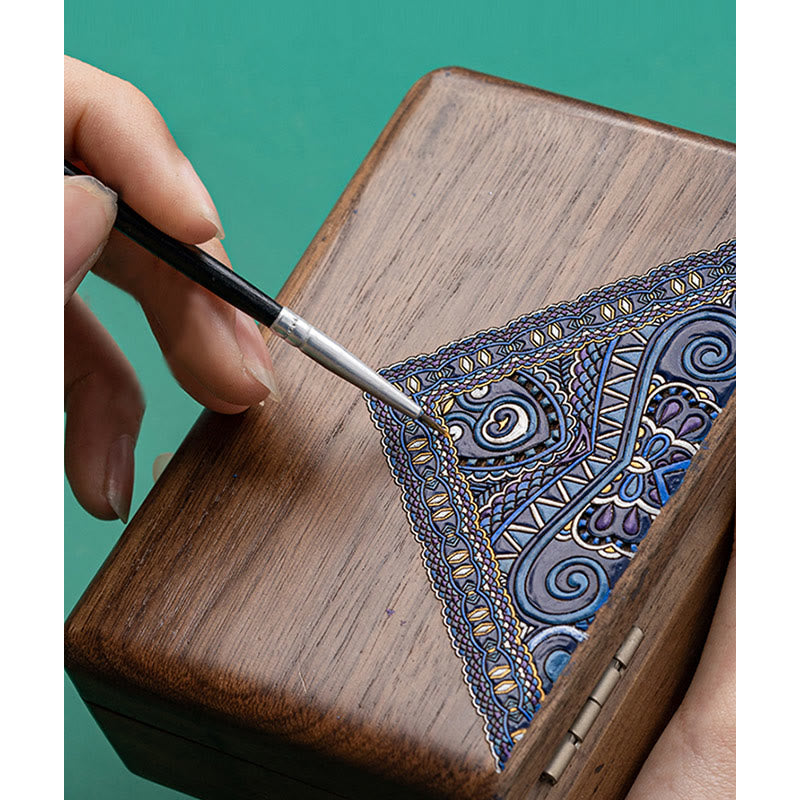Vintage Handmade Black Walnut Wood Jewelry Storage Box With Mirror - image 3