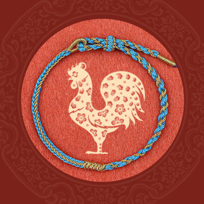 Buddha Stones Handmade Chinese Zodiac Rabbit Rooster Rat Horse Dragon Protection Braid String Bracelet - Blue(Wrist Circumference 14-19cm) - image 10
