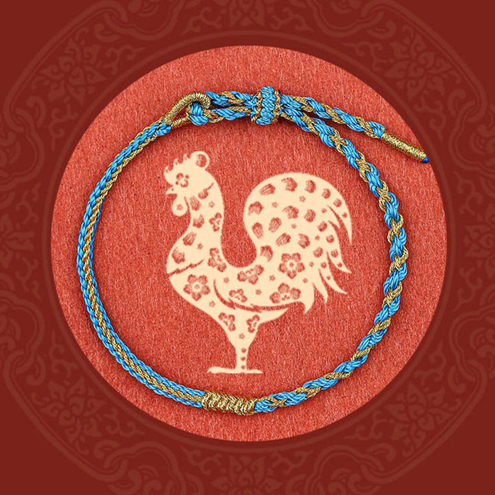 Buddha Stones Handmade Chinese Zodiac Rabbit Rooster Rat Horse Dragon Protection Braid String Bracelet - Blue(Wrist Circumference 14-19cm) - image 10