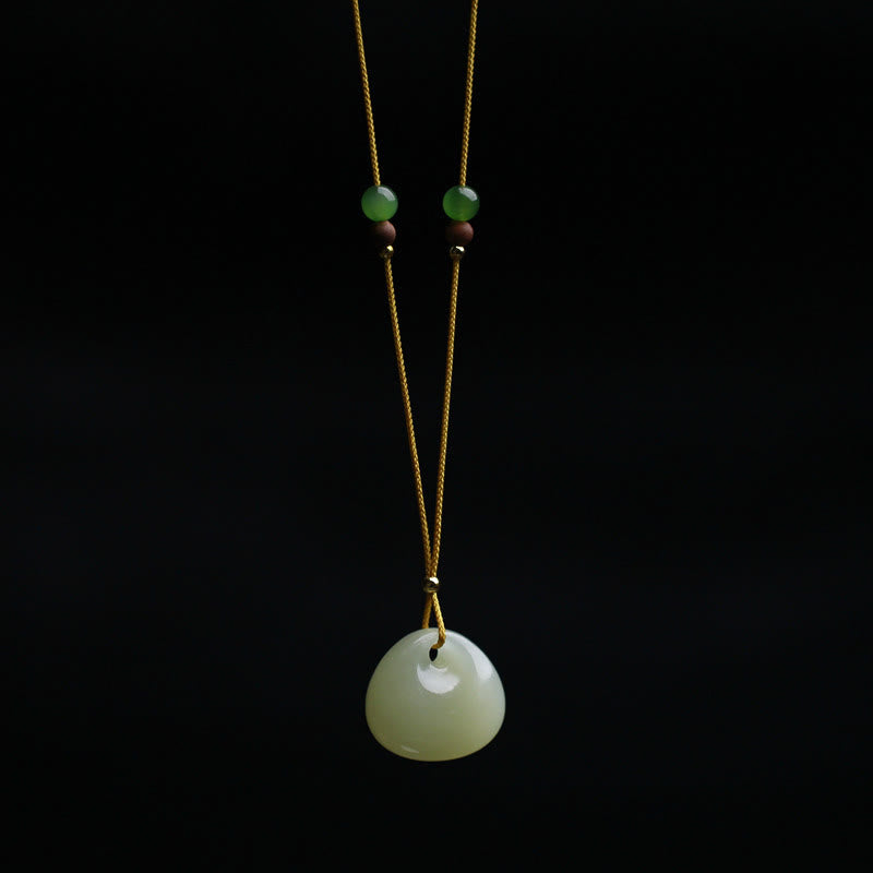Natural Hetian Jade Small Bag Pattern Prosperity String Necklace Pendant - Hetian Jade 22.5*20.3*10.5mm - image 0