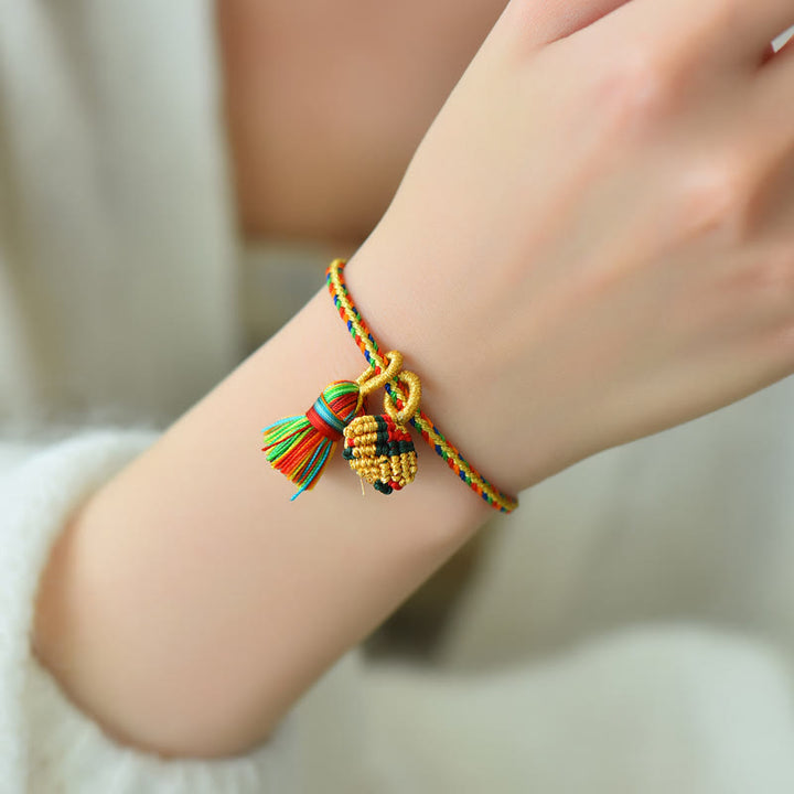 Buddha Stones Colorful Rope Luck Handmade Zongzi Golden Ball Charm Bracelet - image 16