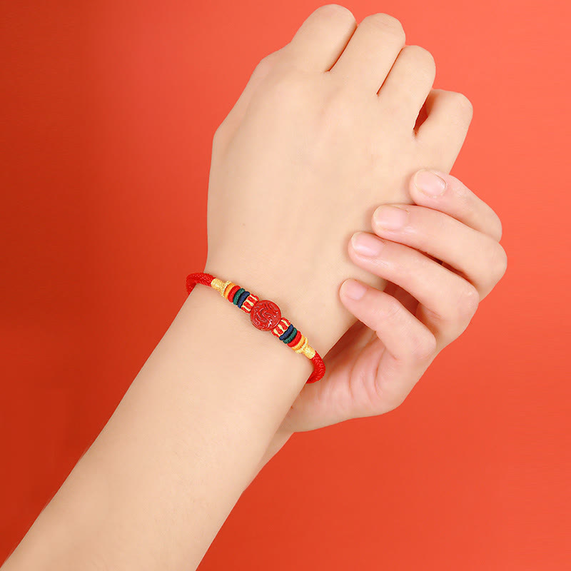 Buddha Stones Year of the Dragon 925 Sterling Silver Chinese Zodiac Cinnabar Auspicious Matches Blessing Bracelet - image 7