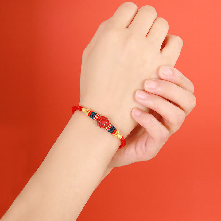 Buddha Stones Year of the Dragon 925 Sterling Silver Chinese Zodiac Cinnabar Auspicious Matches Blessing Bracelet - image 7