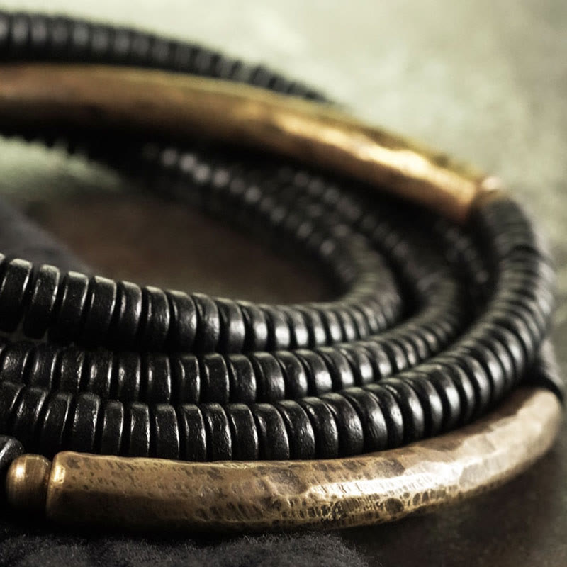 Buddha Stones Ebony Wood Copper Balance Multilayered Bracelet - image 9