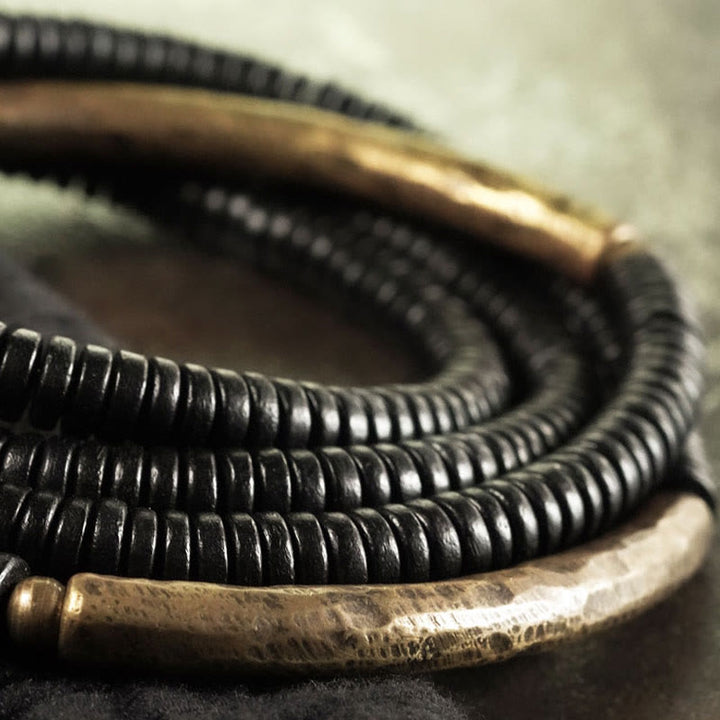 Buddha Stones Ebony Wood Copper Balance Multilayered Bracelet - image 9