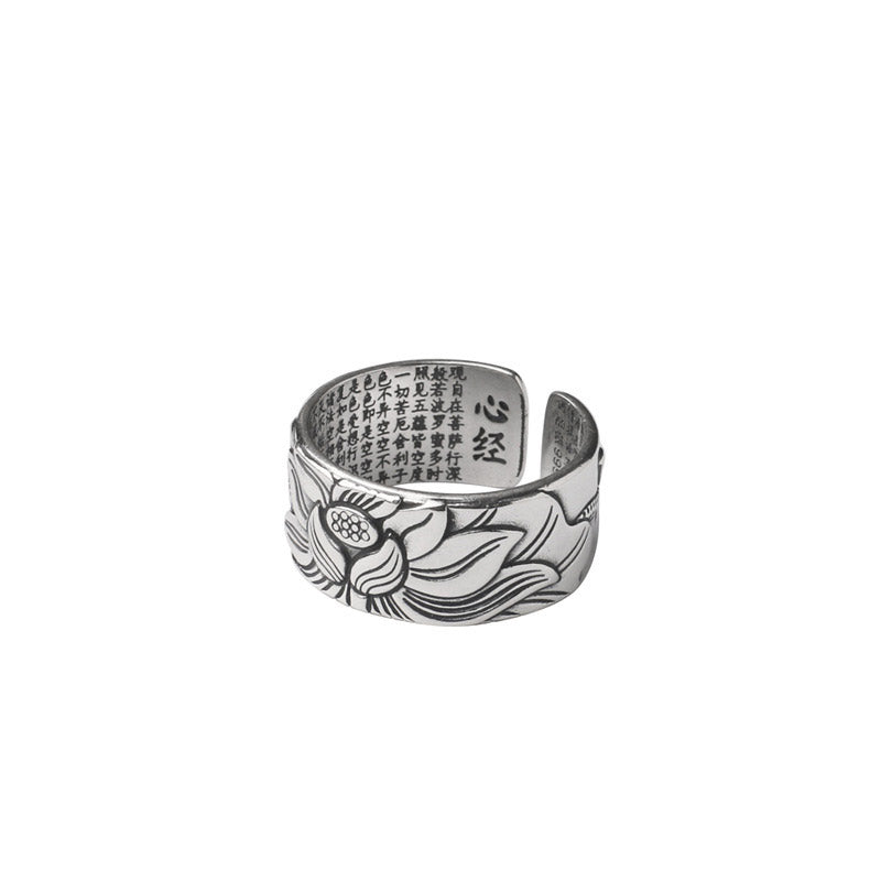 Buddha Stones Tibetan Lotus White Copper Enlightenment Ring - image 6