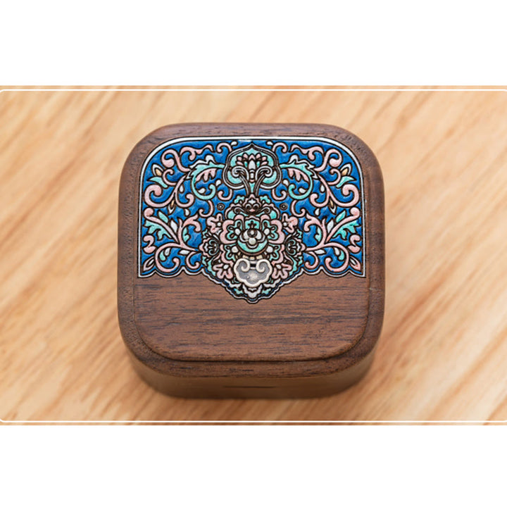 Retro Handmade Black Walnut Wood Ring Jewelry Storage Box Leaf Wooden Gift Box - image 8