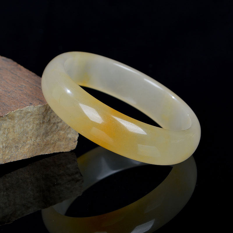 Buddha Stones Natural Golden Silk Jade Luck Wealth Bracelet Bangle - image 4