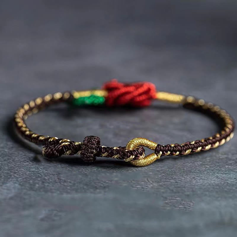Buddha Stones Rose Flower Rope Eight Thread Peace Knot Luck Handmade Bracelet - image 2
