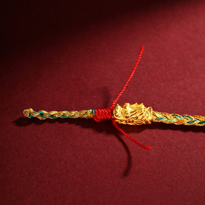 Buddha Stones Year of the Dragon Handmade Colorful Dragon Carved Success Braided Bracelet - image 7
