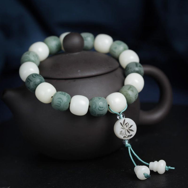 Buddha Stones White Bodhi Six True Words Protection Bracelet - image 2
