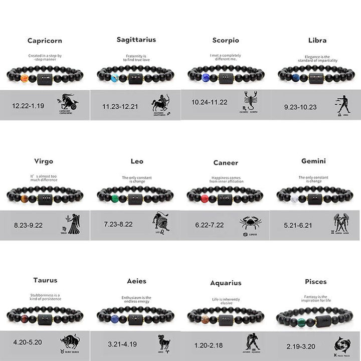 Buddha Stones 12  Constellations of the Zodiac Black Onyx Adjustable Bracelet - image 12