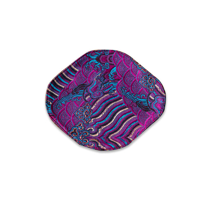 Buddha Stones Sea Wave Bamboo Plum Blossom Brocade Embroidery Cup Mat Pad Tea Cup Coaster Kung Fu Tea Mat - Coaster 13*11.5cm - Purple - image 26
