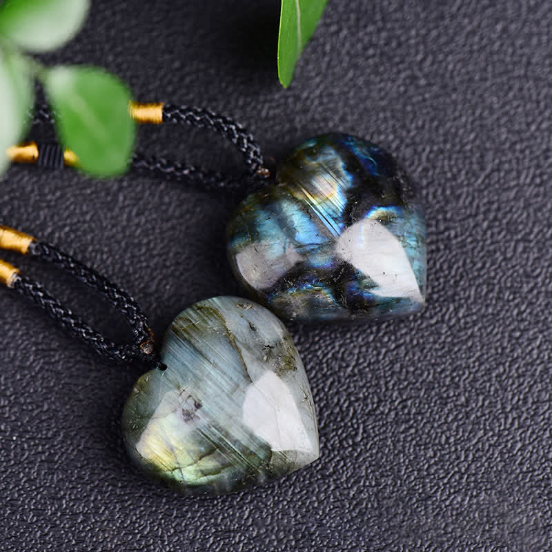 Buddha Stones Labradorite Love Heart Support Necklace Pendant - image 3