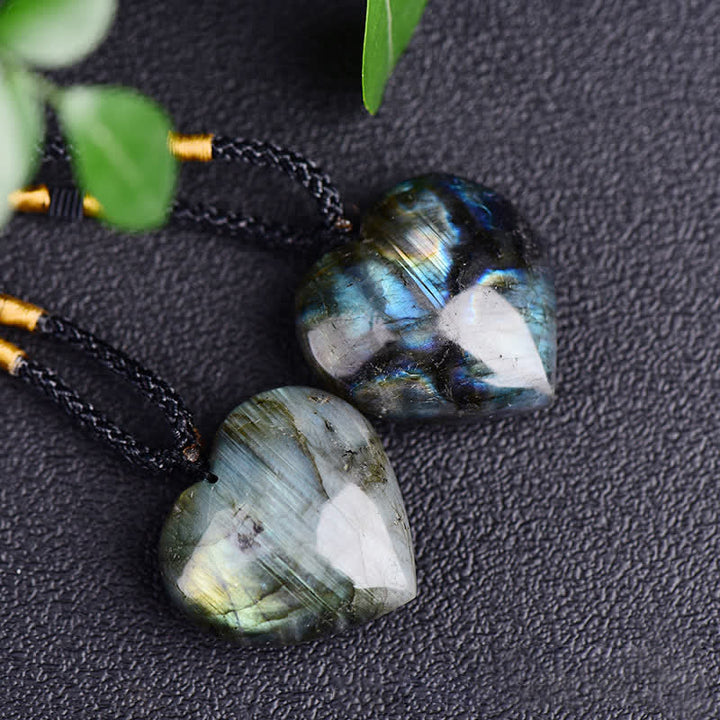 Buddha Stones Labradorite Love Heart Support Necklace Pendant - image 3