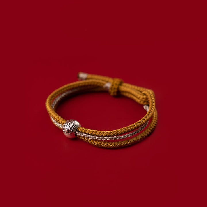 Buddha Stones 925 Sterling Silver Tibetan Zakiram Goddess of Wealth Luck Rope Bracelet - Yellow Beige Rope(Wrist Circumference 15-18cm) - image 11