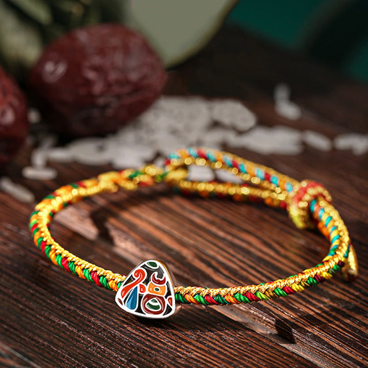 Buddha Stones 925 Sterling Silver Dragon Boat Festival Fu Character Zongzi Pattern Luck Handmade Multicolored Child Adult Bracelet - image 2